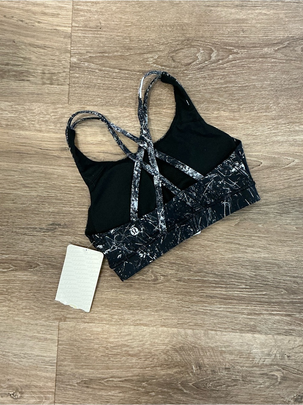 lululemon athletica Black & White Marble Print Strappy Sports Bra